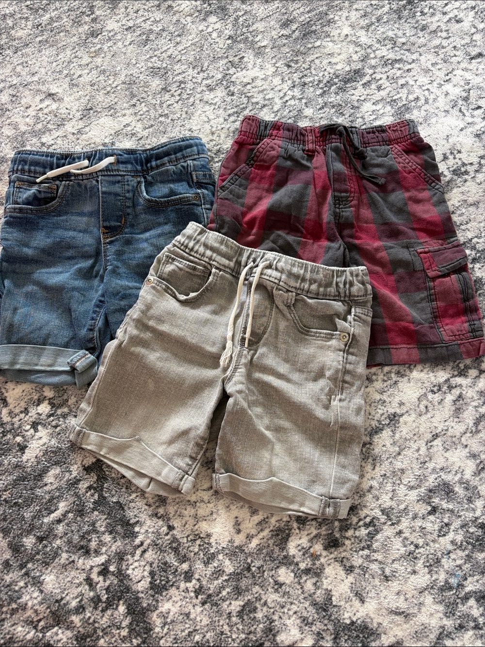 Old Navy Kids Shorts Set - Blue Denim, Gray, and Red Plaid